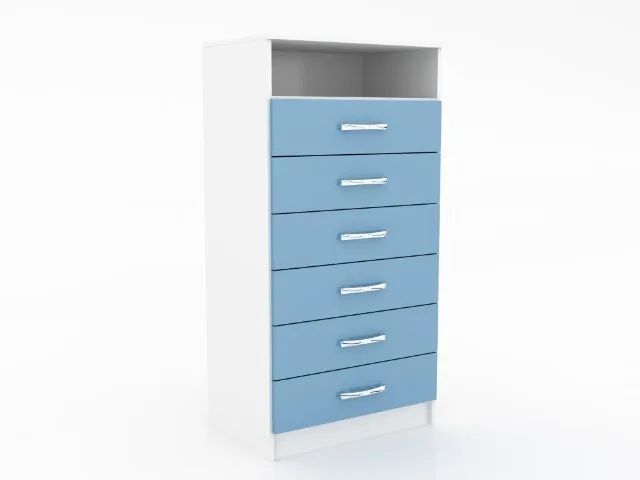 Cômoda Itaperuna.Buzios 6Gvs Branco com Azul AS Moveis - Entrega Rápida! 