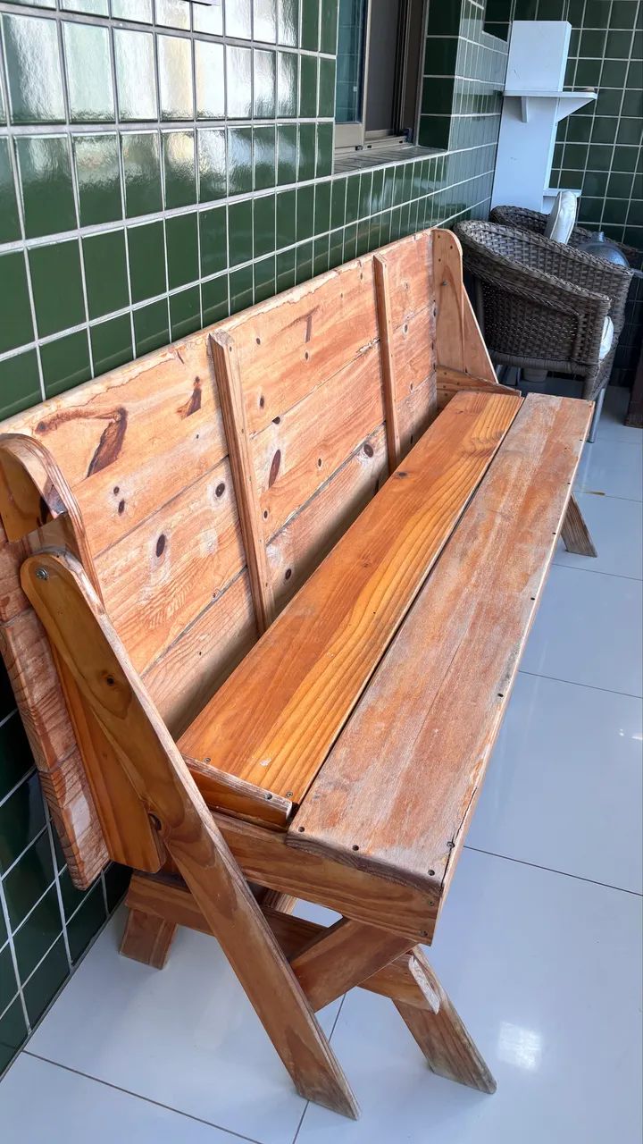 MESA DE MADEIRA RETRÁTIL 2 EM 1 - MESA + BANCO