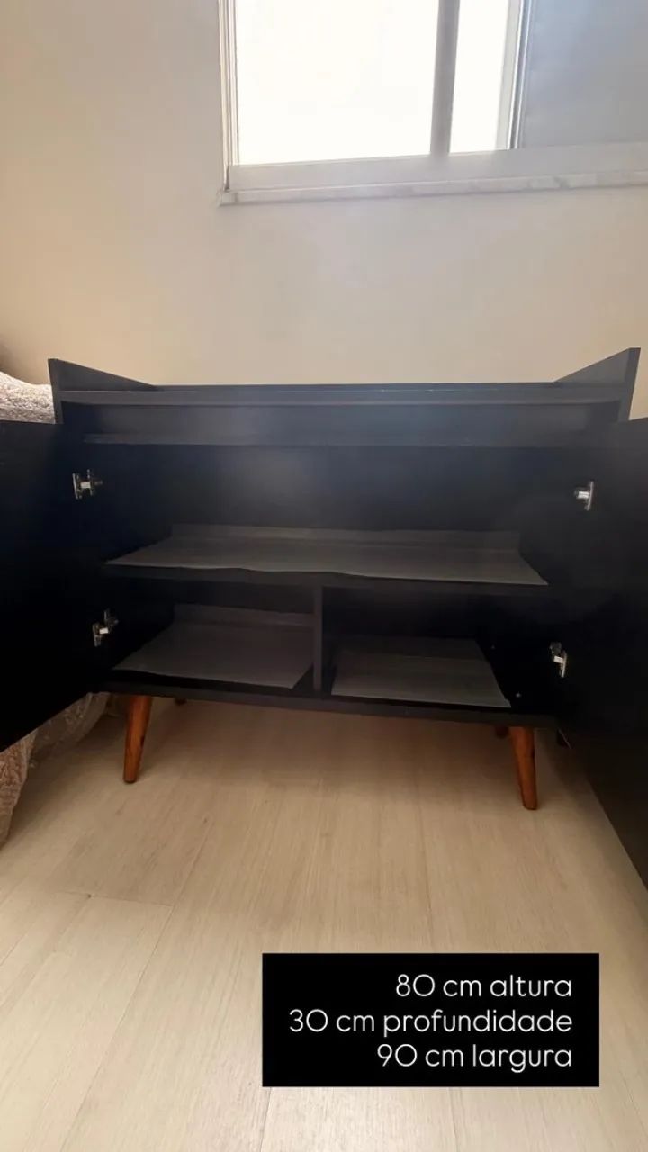 Rack/Aparador Preto Retrô - Excelente Estado - Foto 3