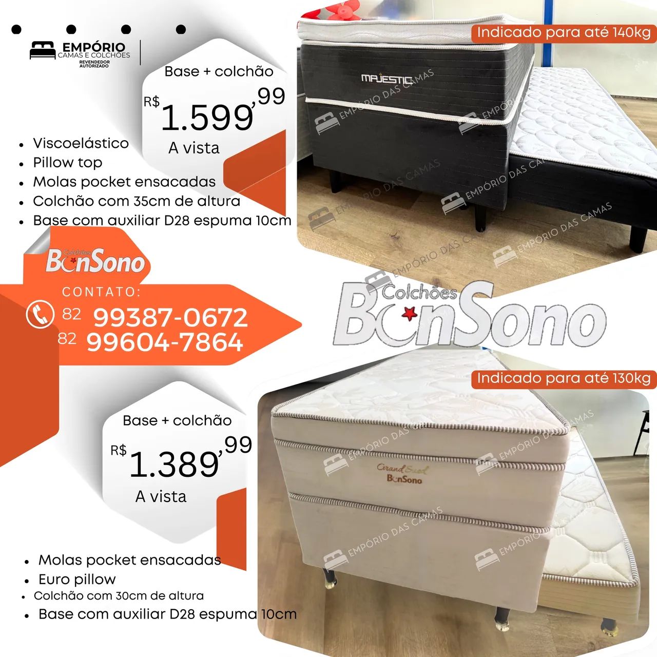 Cama molas ensacadas base + colchão Bonsono - Foto 5