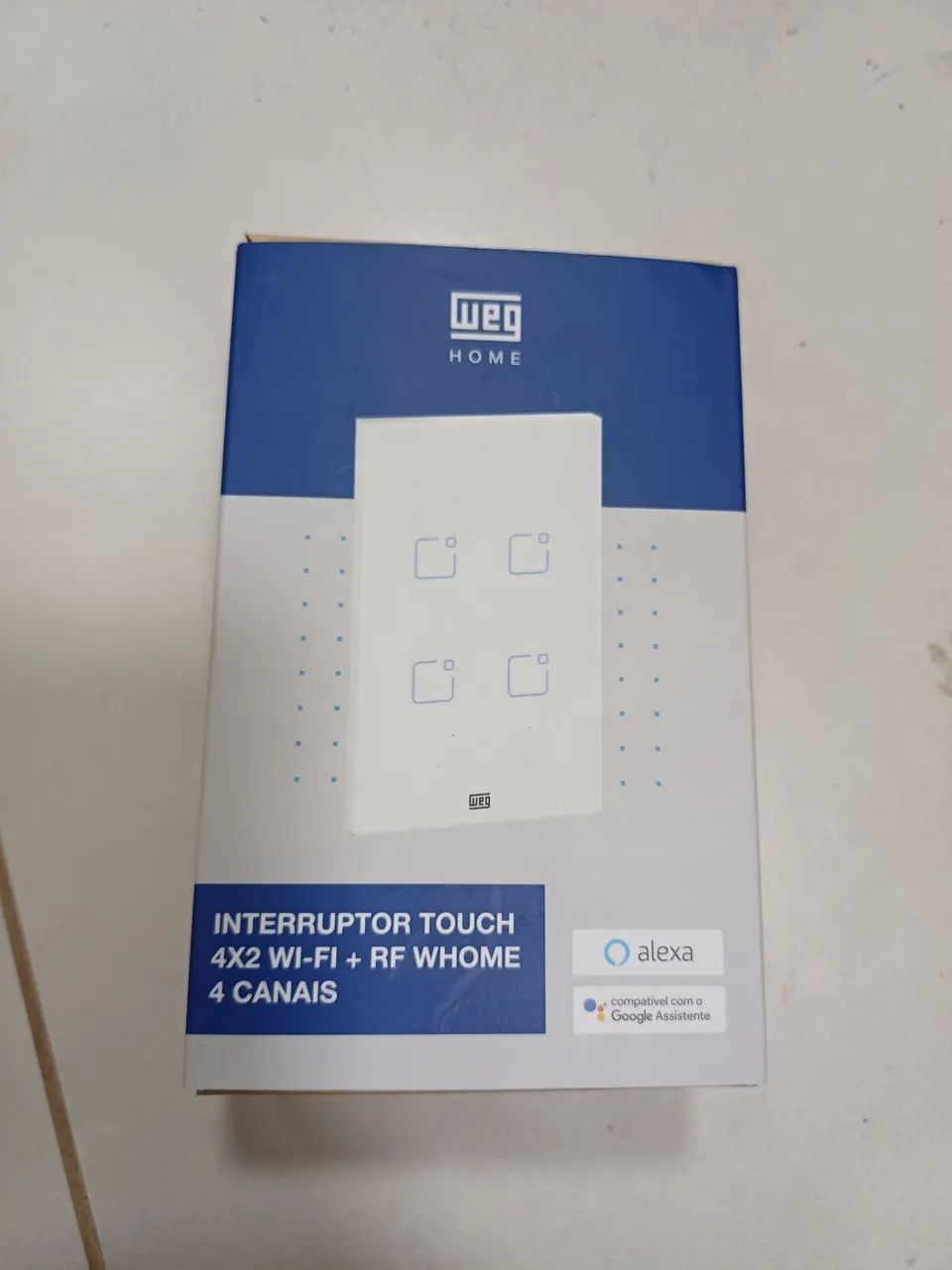 Interruptor Touch-screen 4x2 Wi-Fi + RF WHOME 4 canais 