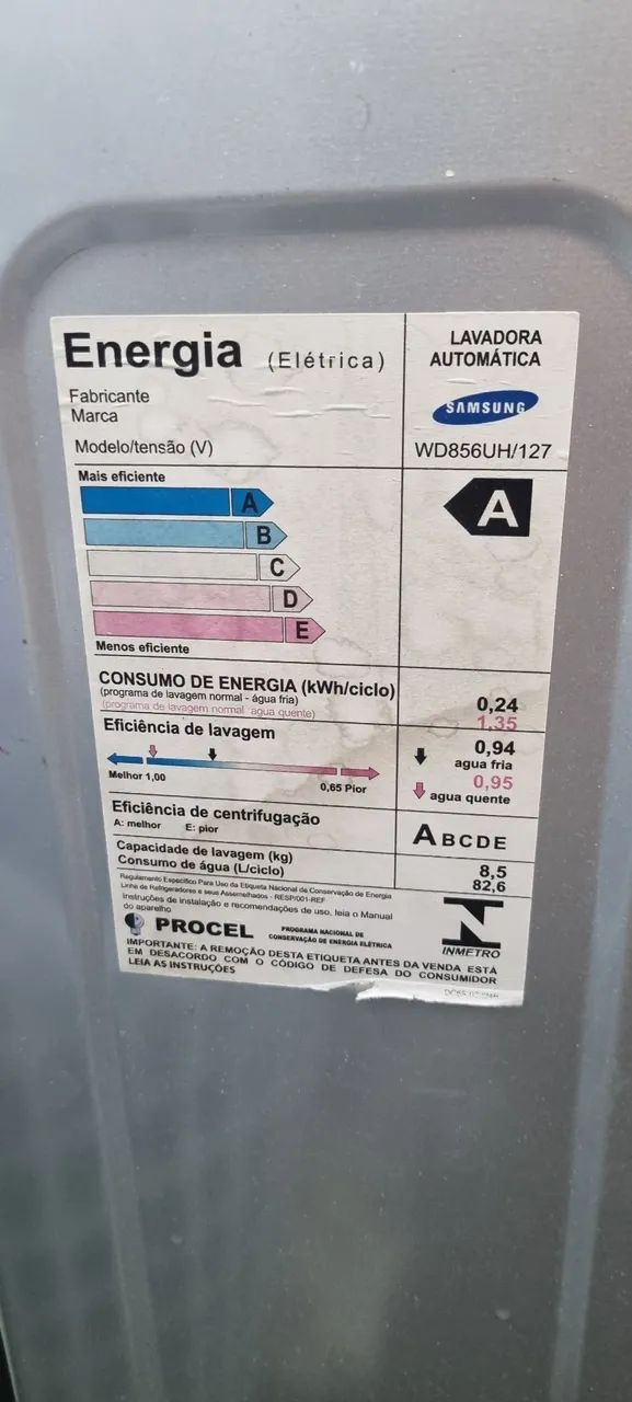 Vendo Lava e Seca Samsung EcoBubble 8,5kg Digital Inverter, modelo WD856UH, 127v. - Foto 5