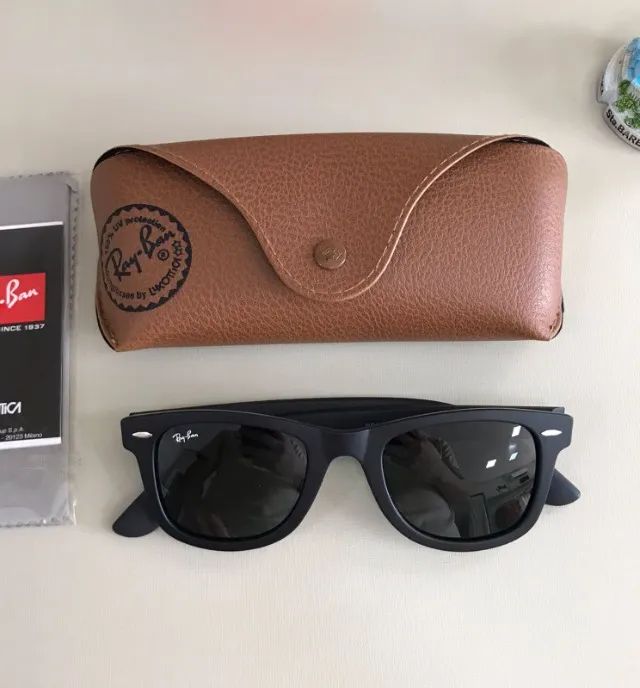 óculos de sol ray ban wayfarer black matte - Foto 4