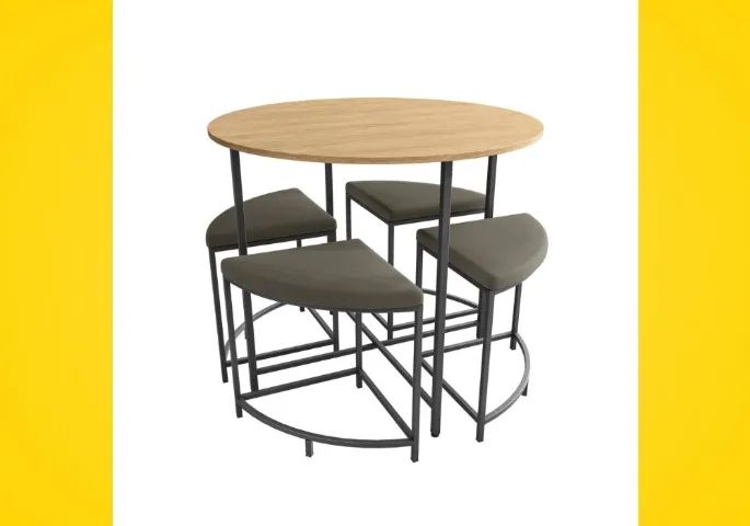 Round Table with 4 New Benches