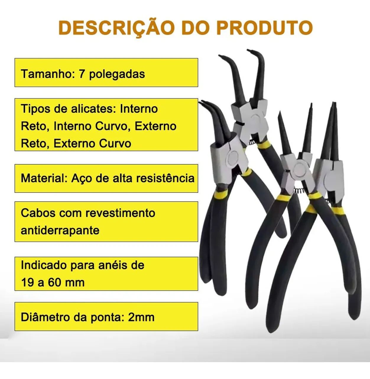 Alicate Extrator Anéis Kit 4 Reto Corneta E Alicates Curvo - Foto 6