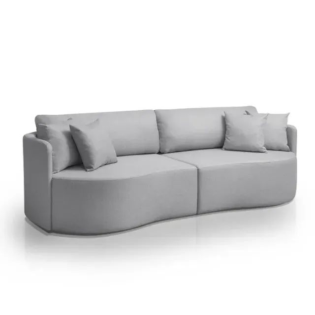 Sofá 4 Lugares 270cm Curvo Quito Cinza Claro Veludo  - Foto 2