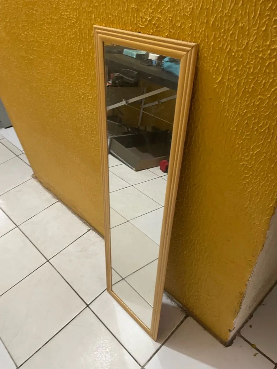 Espelho Retangular de Parede / Corpo Inteiro com Moldura Amadeirada - Conservado - Foto 3