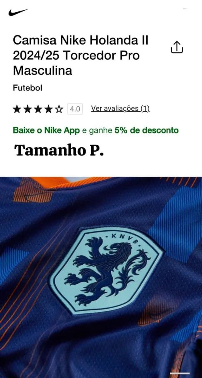 Camisa Nike Holanda tamanho P.  - Foto 2