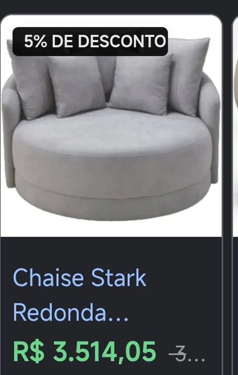 Sofá Chaise de Living Redondo com Almofadas  - Foto 2