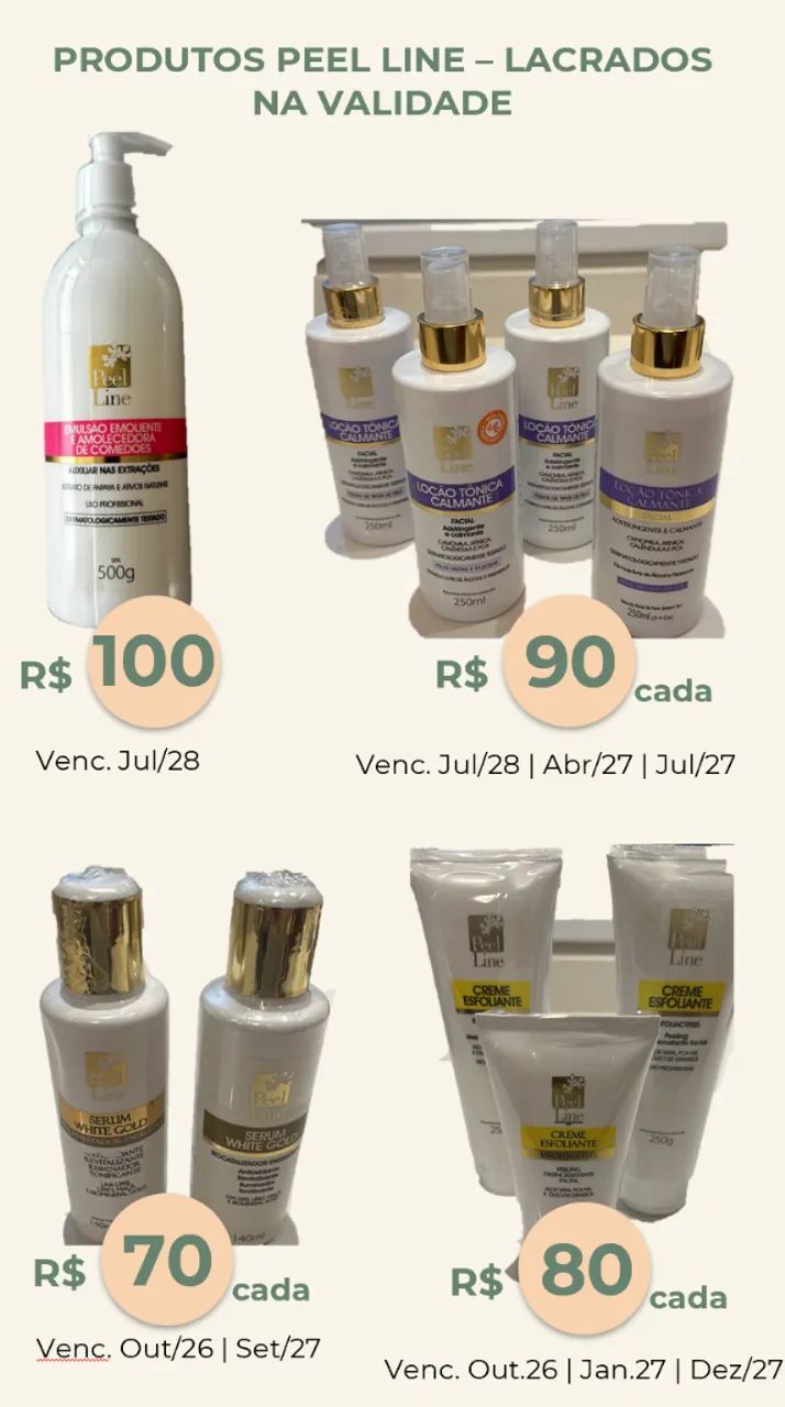 PRODUTOS PEEL LINE - LACRADOS NA VALIDADE