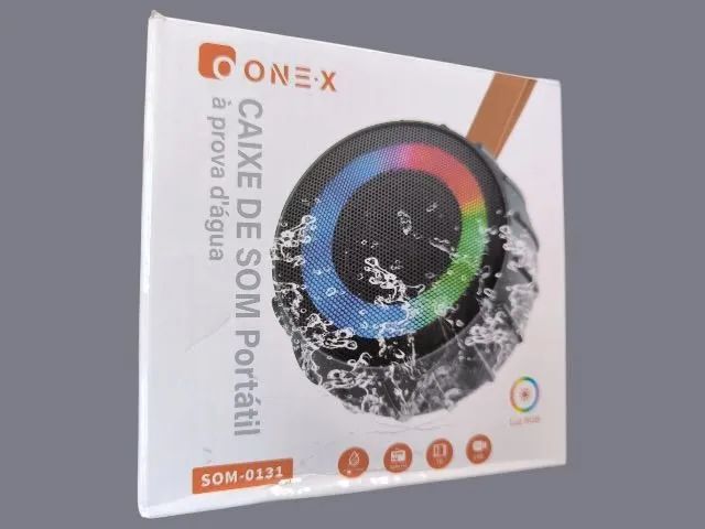 Caixa de Som Bluetooth com LED RGB - Resistente a Água