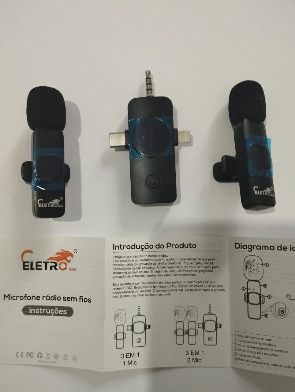 Microfone de lapela K15 eletro Mex, 3 em 1 - Foto 4