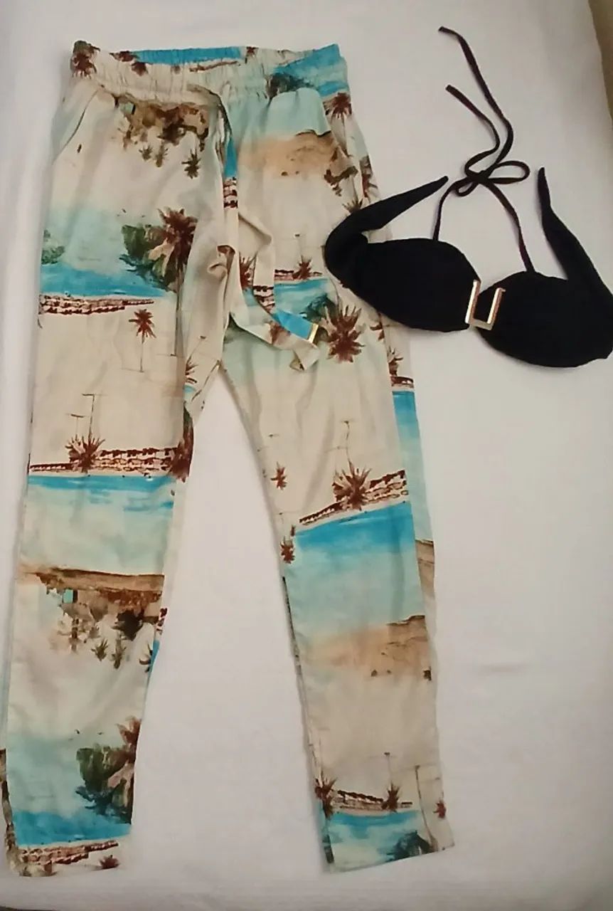 Calça líquido e bikini tam 38