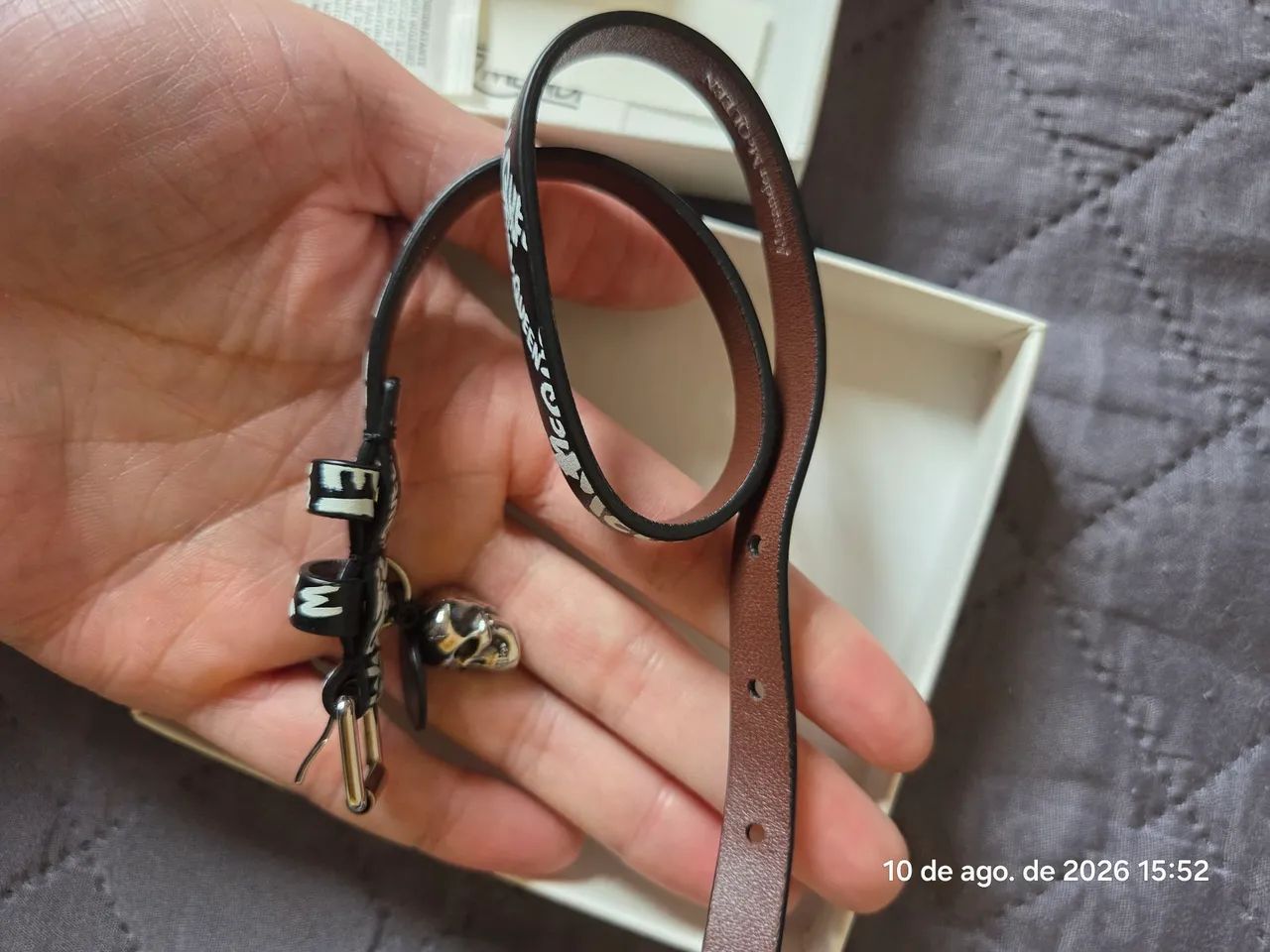 Pulseira de couro e prata Alexander McQueen  - Foto 3