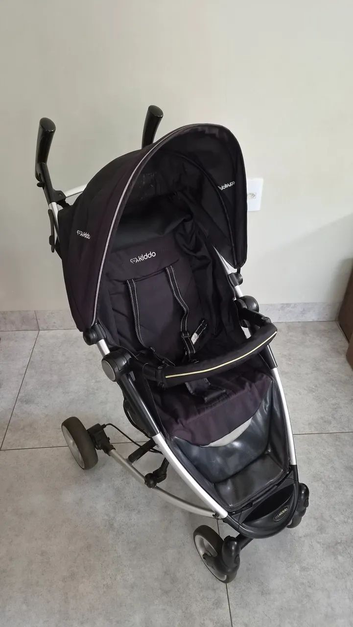 Carrinho de Bebê Kiddo Helios (Cor Preto/Alumínio) - Ótimo Estado.  - Foto 2