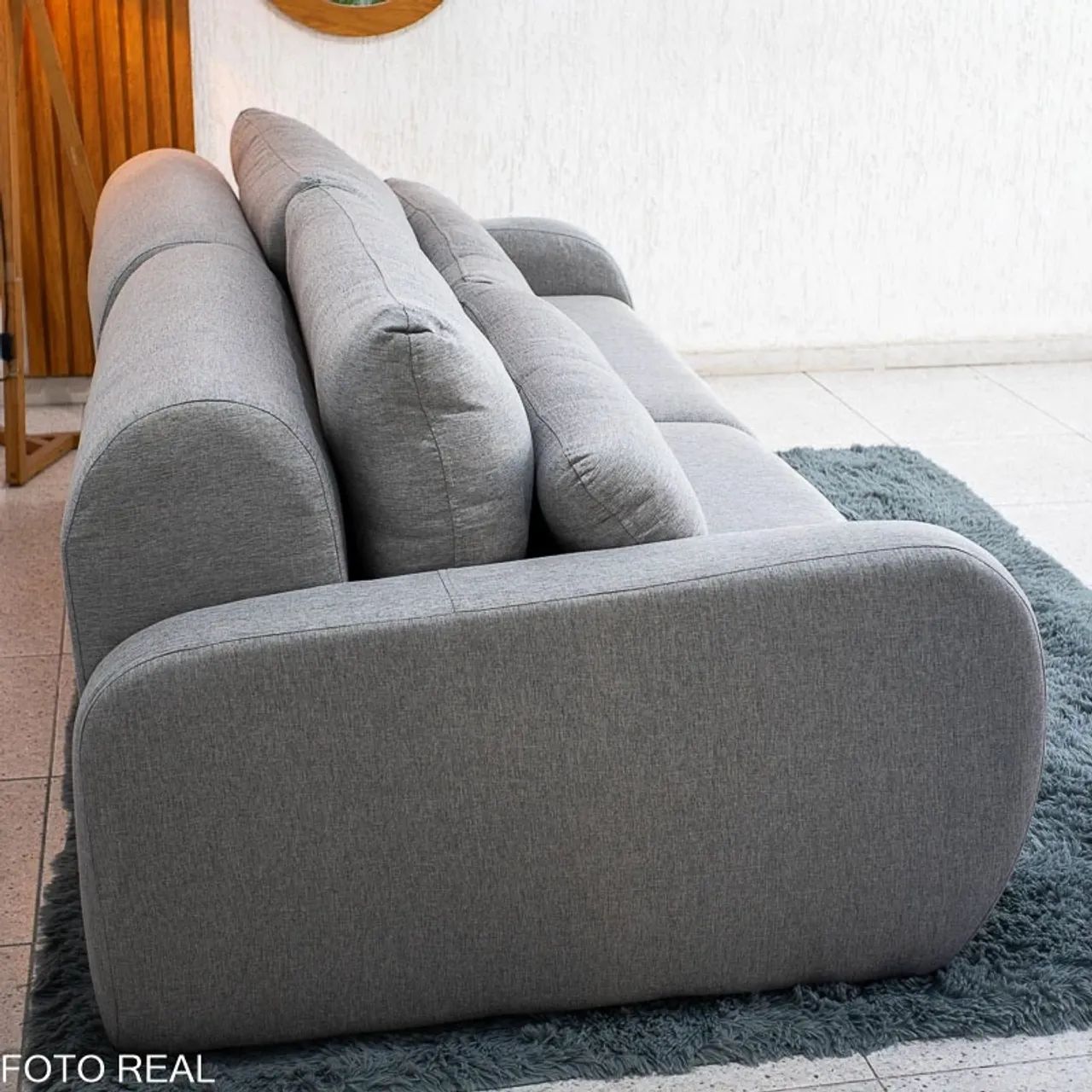 Sofá Retrátil Bellagio Larg. 2.25m Linho Cinza - Foto 5