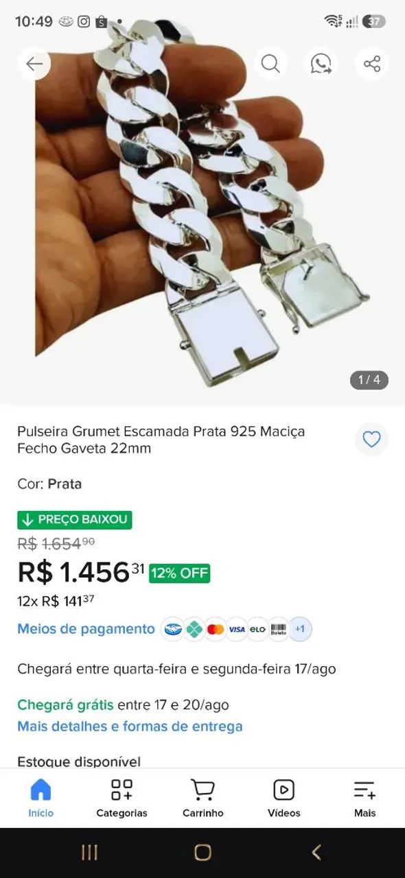 Vendo pulseira prata 925