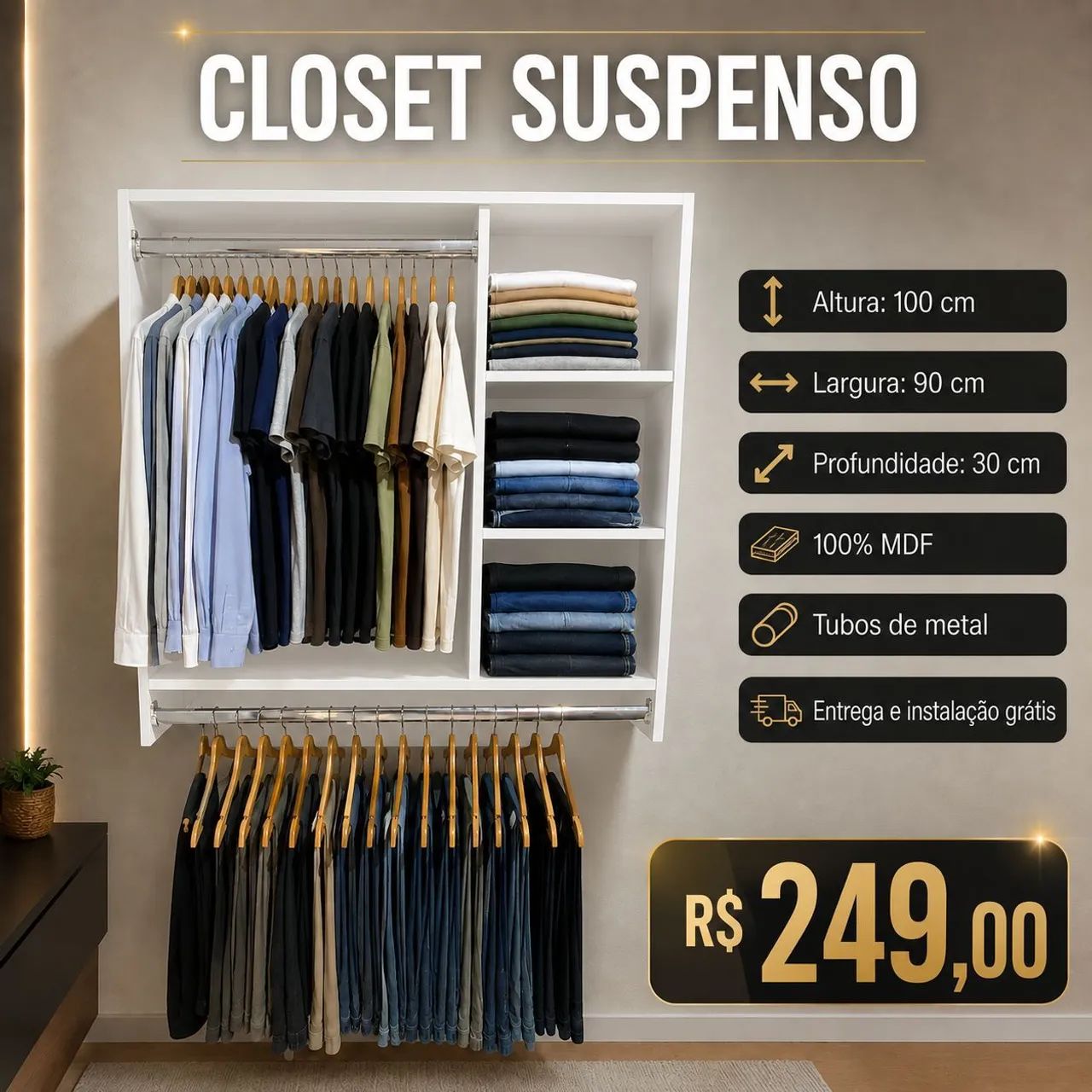 Closet mdf suspenso 
