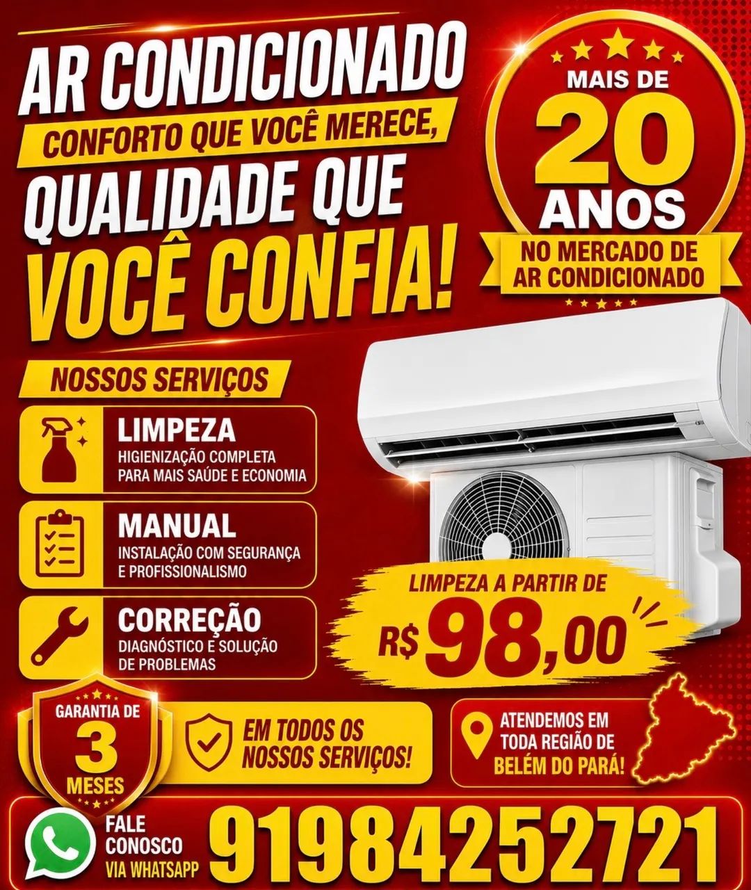 Limpeza e instalação de ar-condicionado