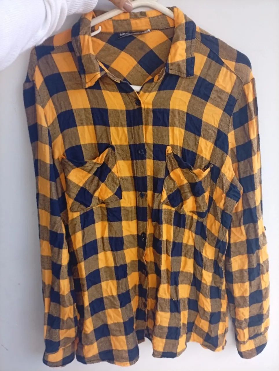 Camisa xadrez M amarela e azul  - Foto 2