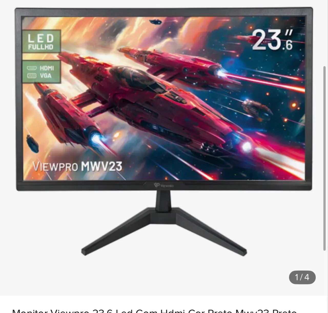Monitor Viewpro 23.6 Polegadas Full HD LED + Suporte (Preto) - Foto 2