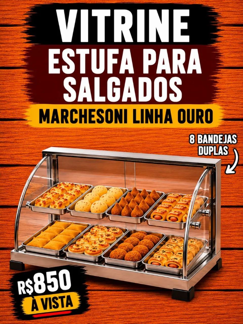 Estufa térmica para salgados 8 cubas 