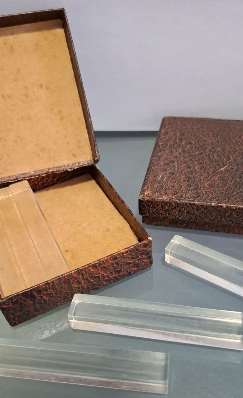 Porta talher de acrilico e espetinhos de prata para aperitivos 