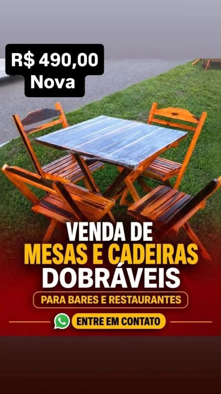 Mesa com quatro cadeiras para restaurante e lanchonete 