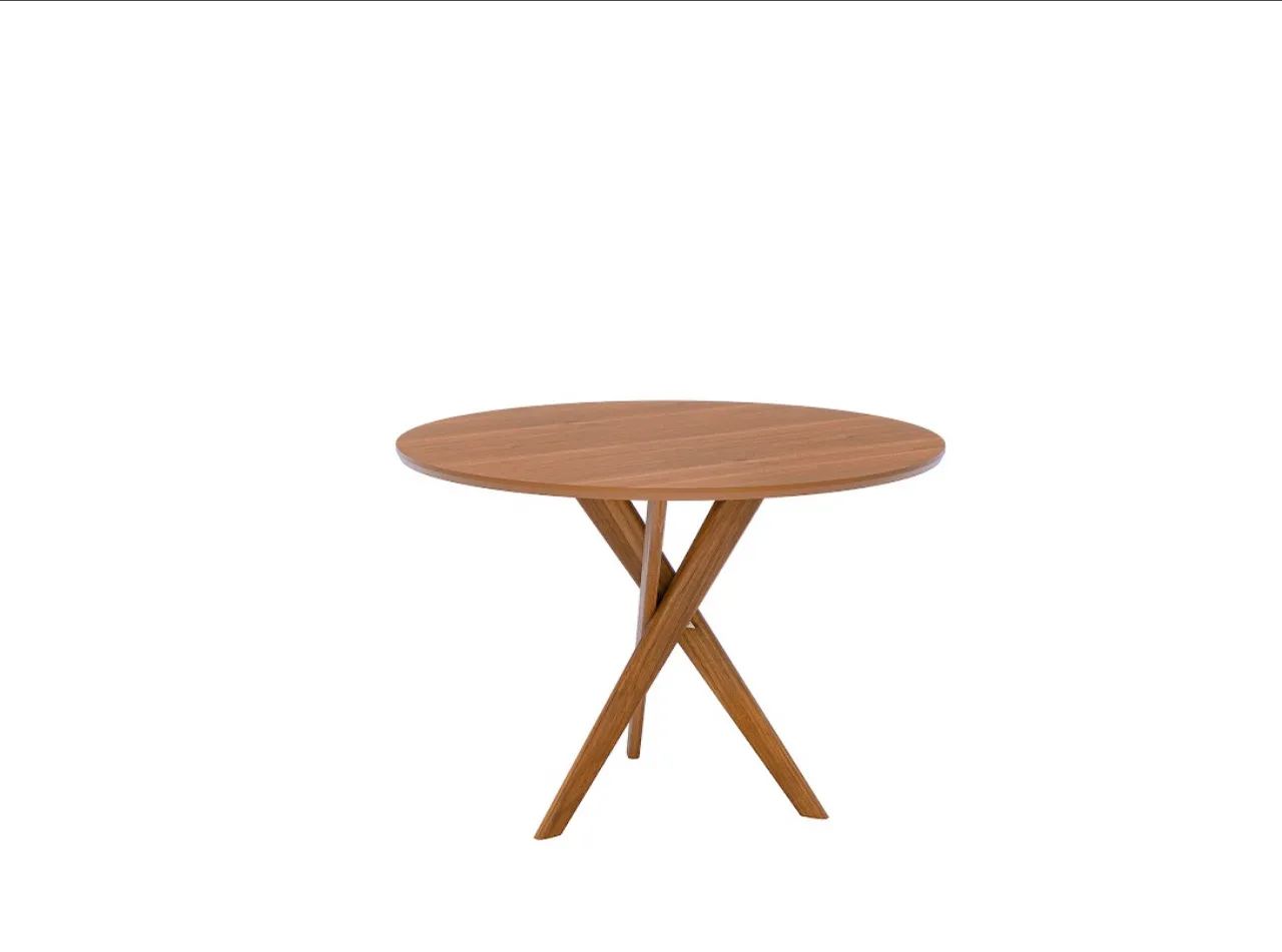 Mesa de Jantar Redonda em Madeira e Veludo - Foto 2