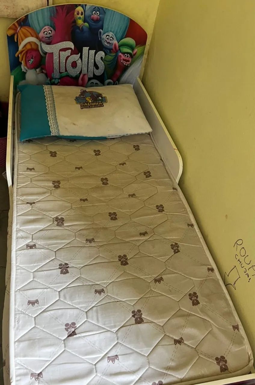 Cama Trolls e colchão infantil - Foto 3
