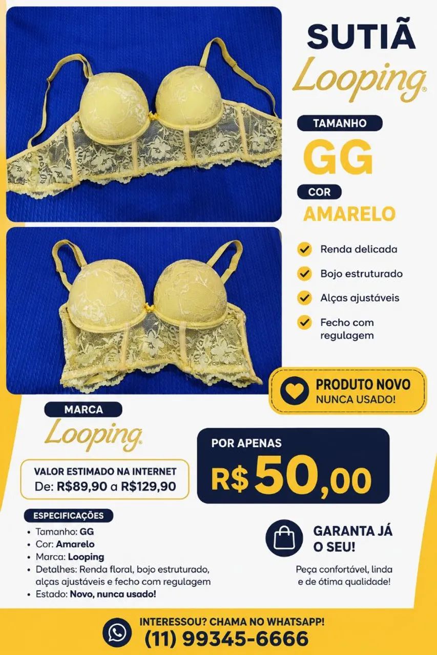 - 2 SUTIÃS LOOPING - CONFORTO E SUSTENTAÇÃO - Foto 3