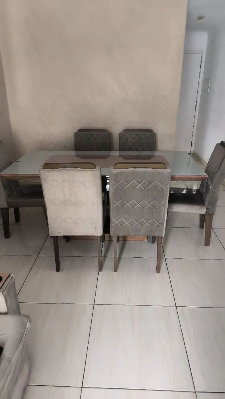Mesa 6 cadeiras com tampo de vidro - Foto 4