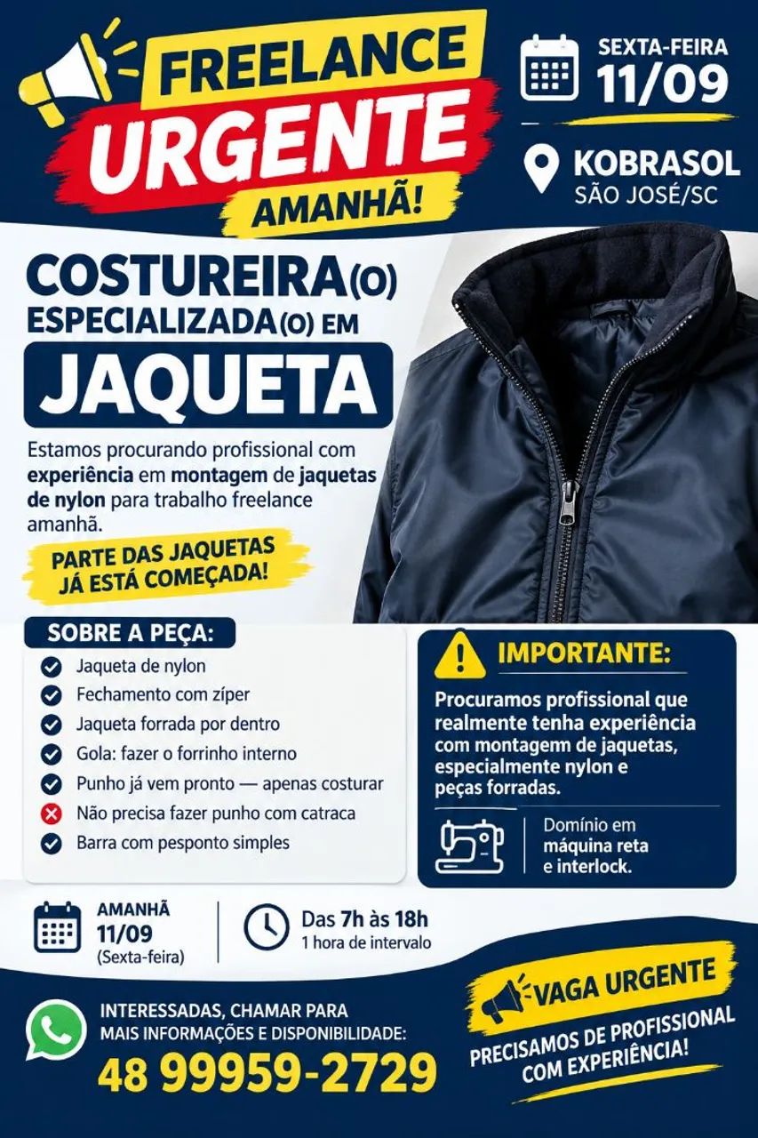 Costureira urgente 