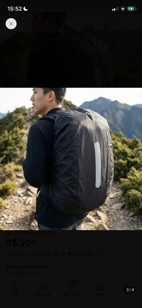 Capa de chuva para mochilas com Fitas refletores Preto M - Foto 2