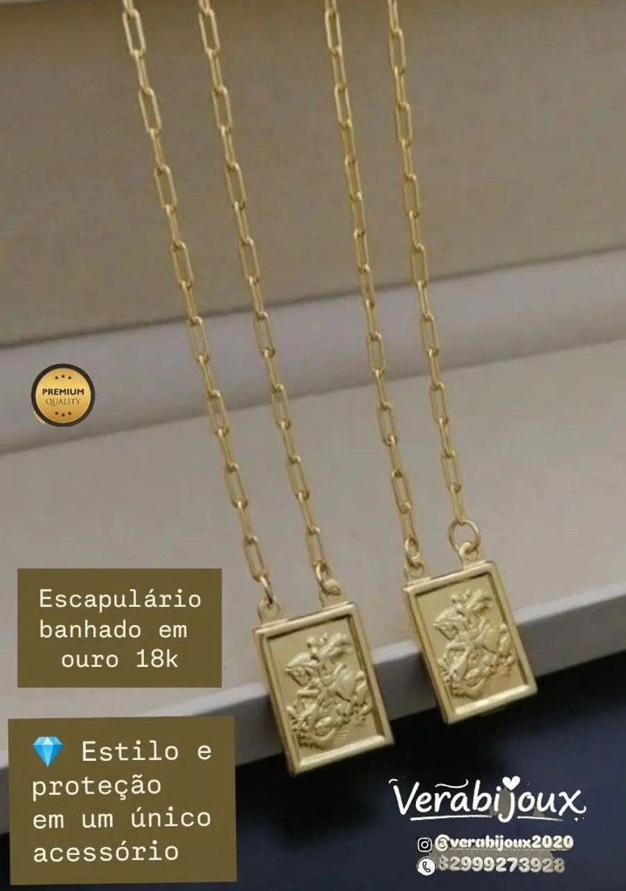 ESCAPULÁRIO MASCULINO BANHADOS A OURO 18K  - Foto 5