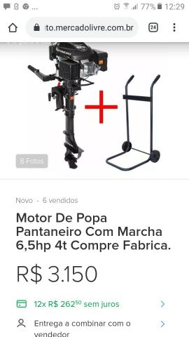 Vendo barco com motor +reboque 7.000.
