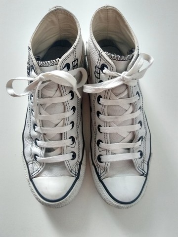 Tênis All Star Couro Branco Cano Alto Feminino Tamanho 36 - Roupas e  calçados - Tijuca, Rio de Janeiro 1011994740 | OLX