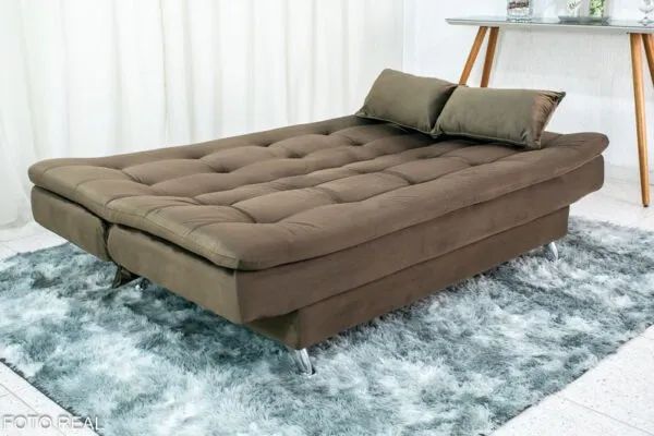 Sofá Cama Larg. 1.80m Veludo Marrom RF - Foto 2