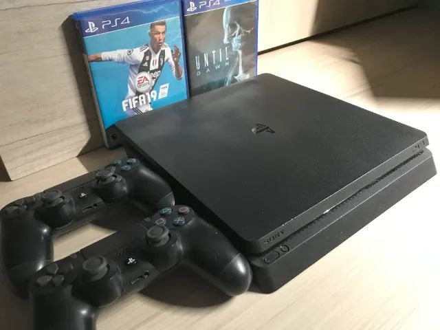 Ps4 Slim Console Playstation 4 + 2 Controle + Jogos