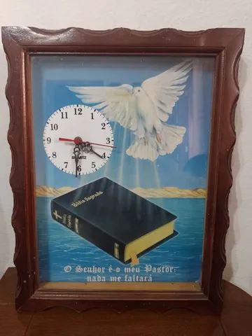 antigo relógio de parede - moldura de madeira - Foto 2