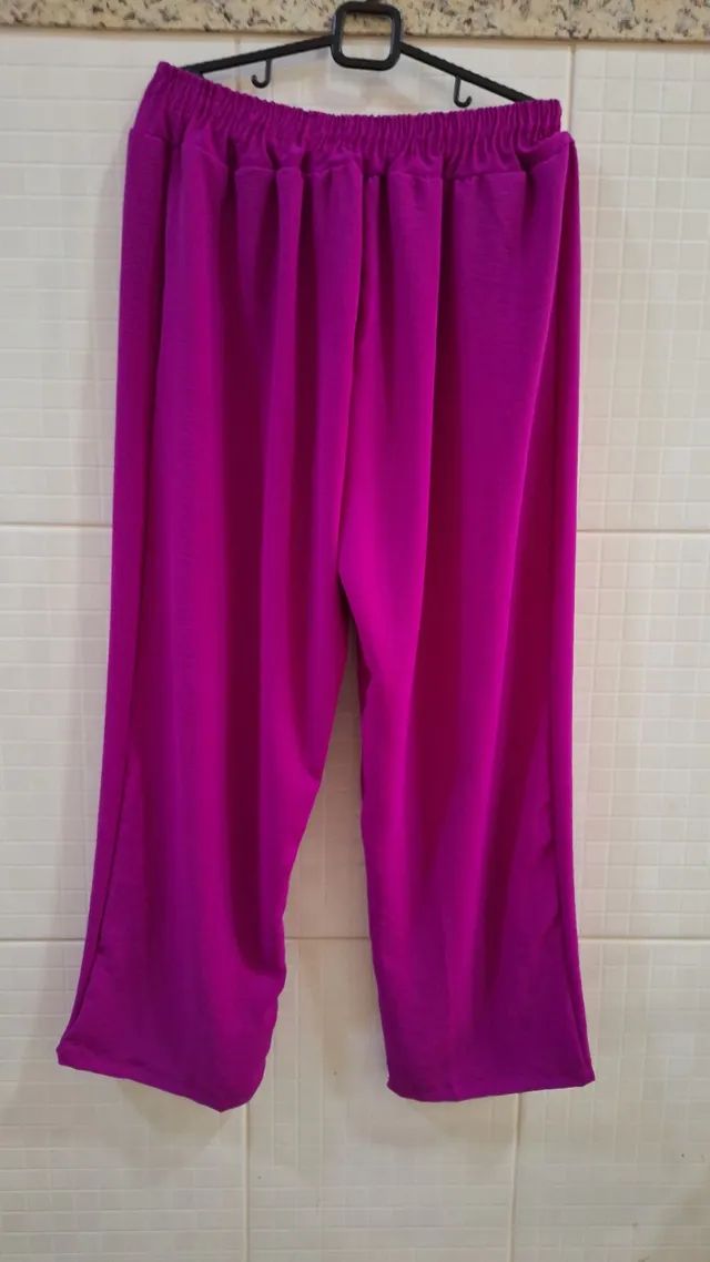 Calça pantalona rosa pink em crepe  - Foto 2