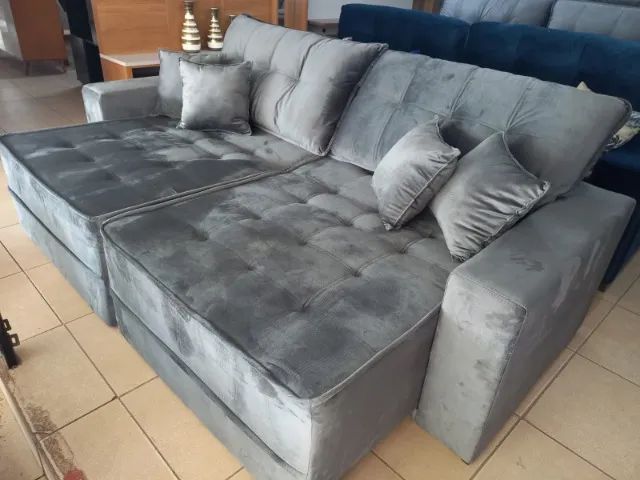 sofa retratil reclinavel e sofa cama Veludo 