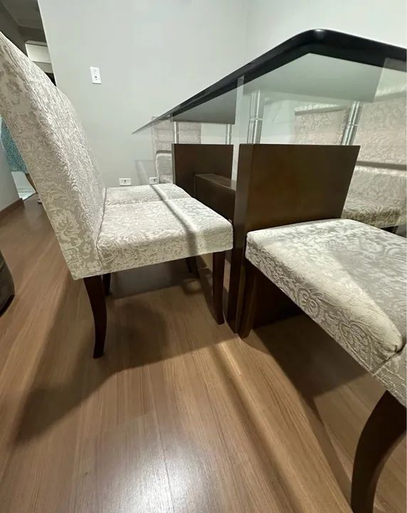 Conjunto de Mesa de Jantar de Vidro com 6 Cadeiras - Foto 4