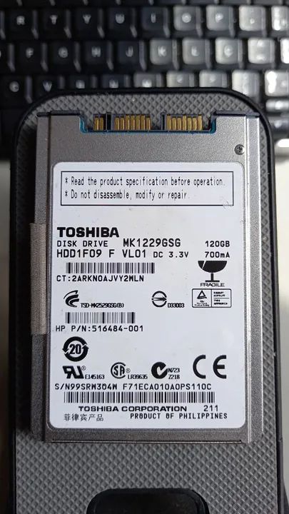 HD Toshiba 120GB 2.5 SATA - Novo