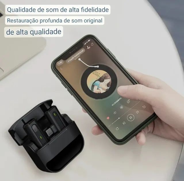 Microfone Lapela Sem Fio M9 para iPhone - Alta Qualidade e Facilidade de Uso - Foto 6