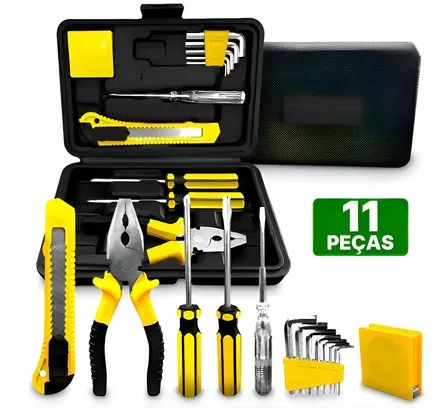 Kit Jogo De Ferramentas com 11 Peças Com Maleta Chave Fenda Phil Alicate Allen z1435