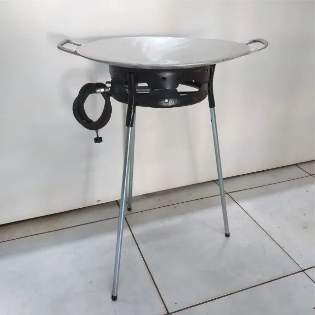 Chapa de Aluminio Fundido + queimador fogareiro á gás + Tripé + Mangueira Aproveite - Foto 2