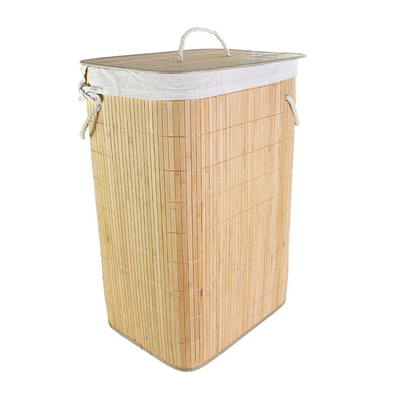 Cesto de roupa em bambu com tampa