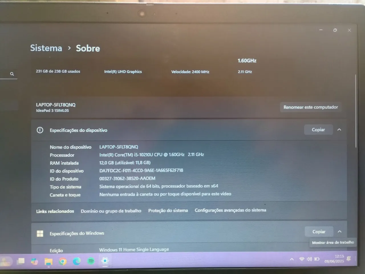 Notebook Lenovo IdeaPad 3 - Intel Core i5, 12GB RAM e SSD
