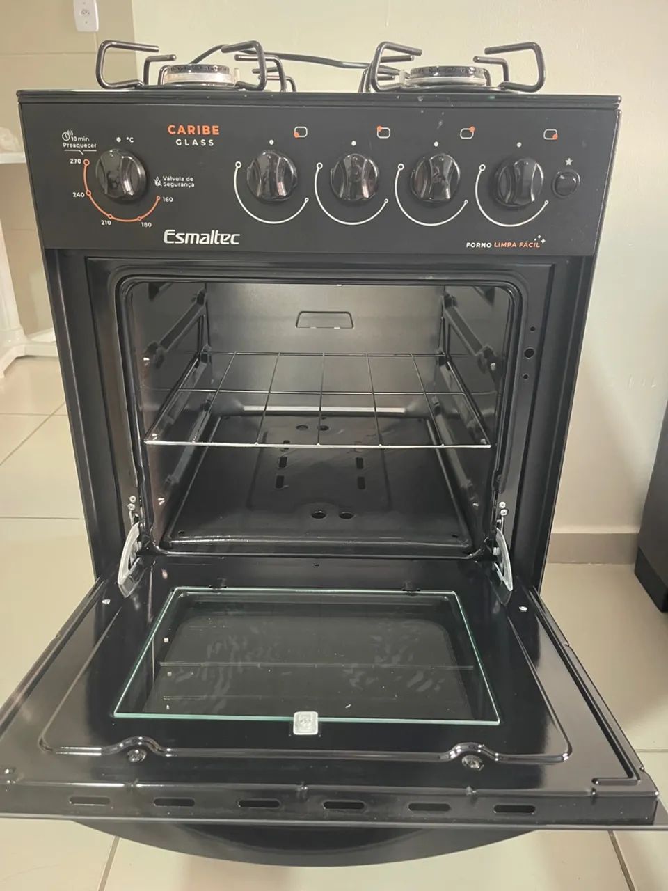 FOGÃO ESMALTEC Caribe Glass 4 Bocas - Preto - Foto 4